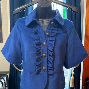 ALICE by Temperley Navy Ruffle Button Cape